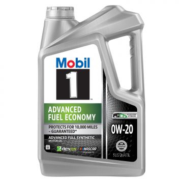 Mobil 1 0W-20 Advanced Fuel Economy Motor Oil 5 Quart Jug