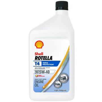 Shell Rotella T4 Triple Protection 15W-40 Diesel Engine Oil Quart Bottles