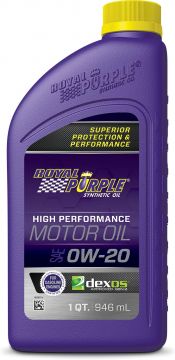 Royal Purple 06020 High Performance Premium Synthetic Motor Oil 0W-20 6-Quarts