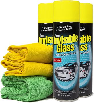Stoner Invisible Glass Aerosol Glass Cleaner (19 oz.) Bundle with  Microfiber Cloth (2 Items)