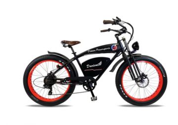 Demon Davient, Cruiser E-Bike, 48V, 26-In Black with Red Rims