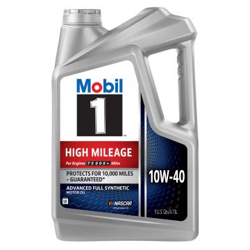 Mobil 1 High Mileage 10w-40 Motor Oil 5 Quart Jug