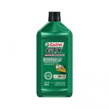 Castrol 06148 GTX High Mileage 5W-20 Synthetic Blend Motor Oil Quart Bottle