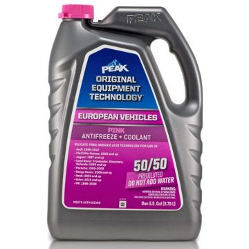PEAK OET Extended Life Pink 50/50 Prediluted Antifreeze/Coolant for European Vehicles Gallon Jug